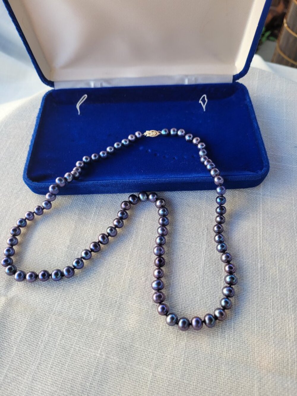 Iridescent Black Freshwater Pearl Strand | 24" Matinée | 14K Gold Clasp w/Case